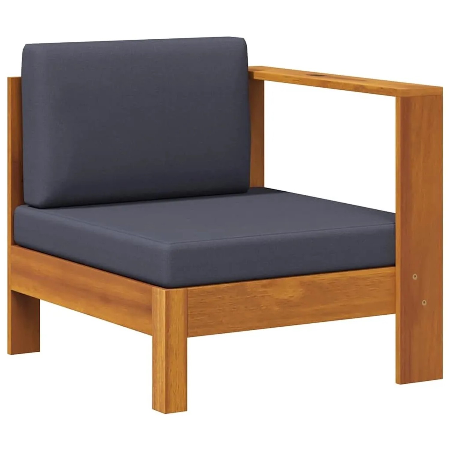 vidaXL Mittelsofa mit 1 Armlehne Dunkelgrau Massivholz Akazie 310643