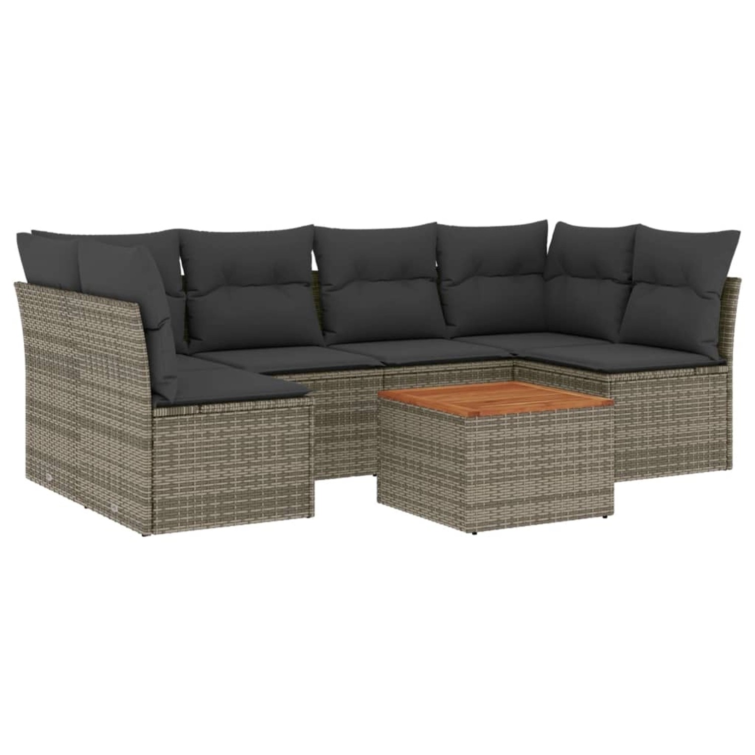 vidaXL 7-Tlg Garten-Sofagarnitur mit Kissen Grau Poly Rattan 3255892 günstig online kaufen