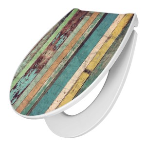 Banjado Premium WC-Sitz mit Bretterwand-Motiv, Absenkautomatik und Soft Close Funktion.