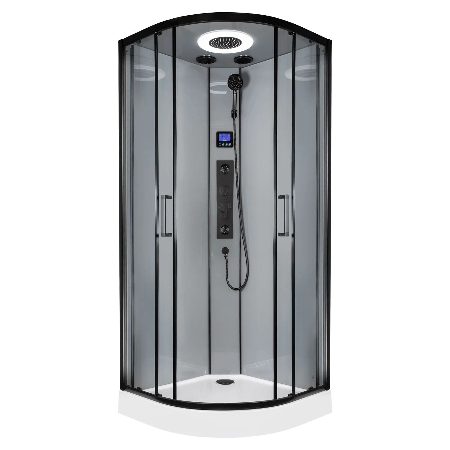 Kerra Hydromassage-Duschkabine Orion 90 Schwarz mit Bluetooth 90 x 90 x 223 cm