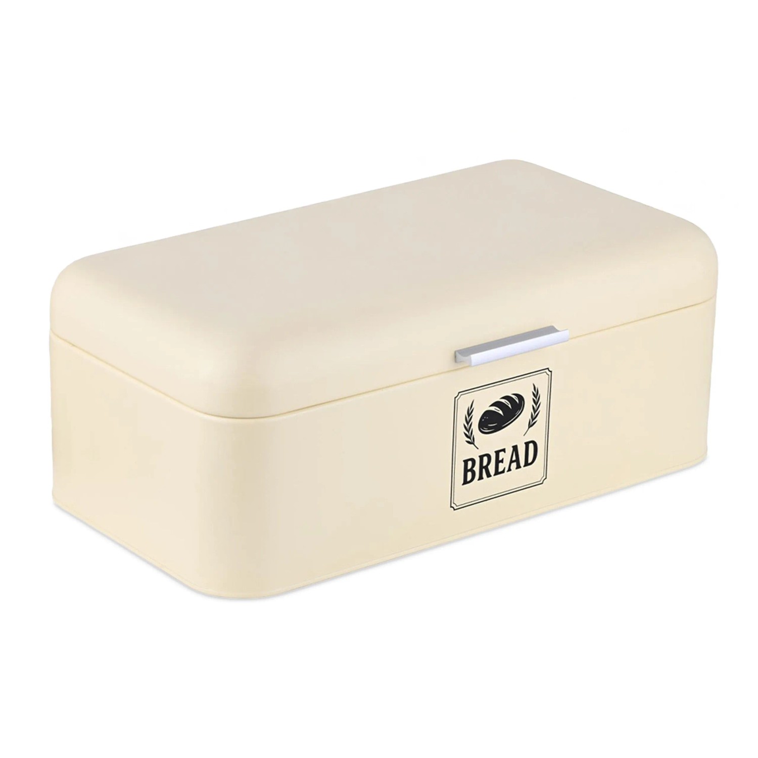 Relaxdays Brotkasten Eisen Beige mit Deckel und Griff 17 cm x 42 cm x 24 cm 1,5 kg