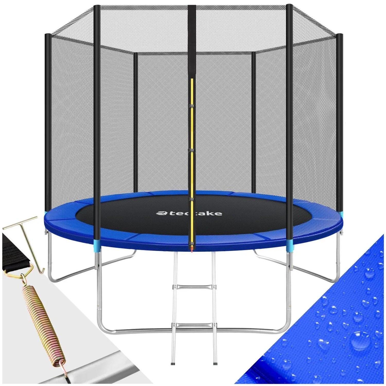 Tectake Trampolin Garfunky Ø 305 cm   Gs Zertifiziert Mit Sicherheitsnetz  305 x 305 x 256 cm Schwarz Blau