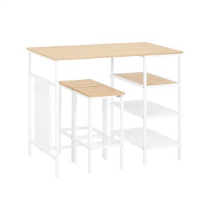 SoBuy Set 3-teilig Esstisch Bartisch mit 2 Stühlen Sitzgruppe Natur OGT51-WN