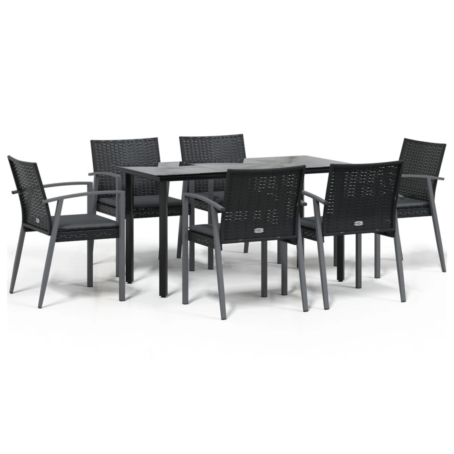 vidaXL 7-Tlg Garten-Essgruppe mit Kissen Poly Rattan und Stahl 3186992 günstig online kaufen