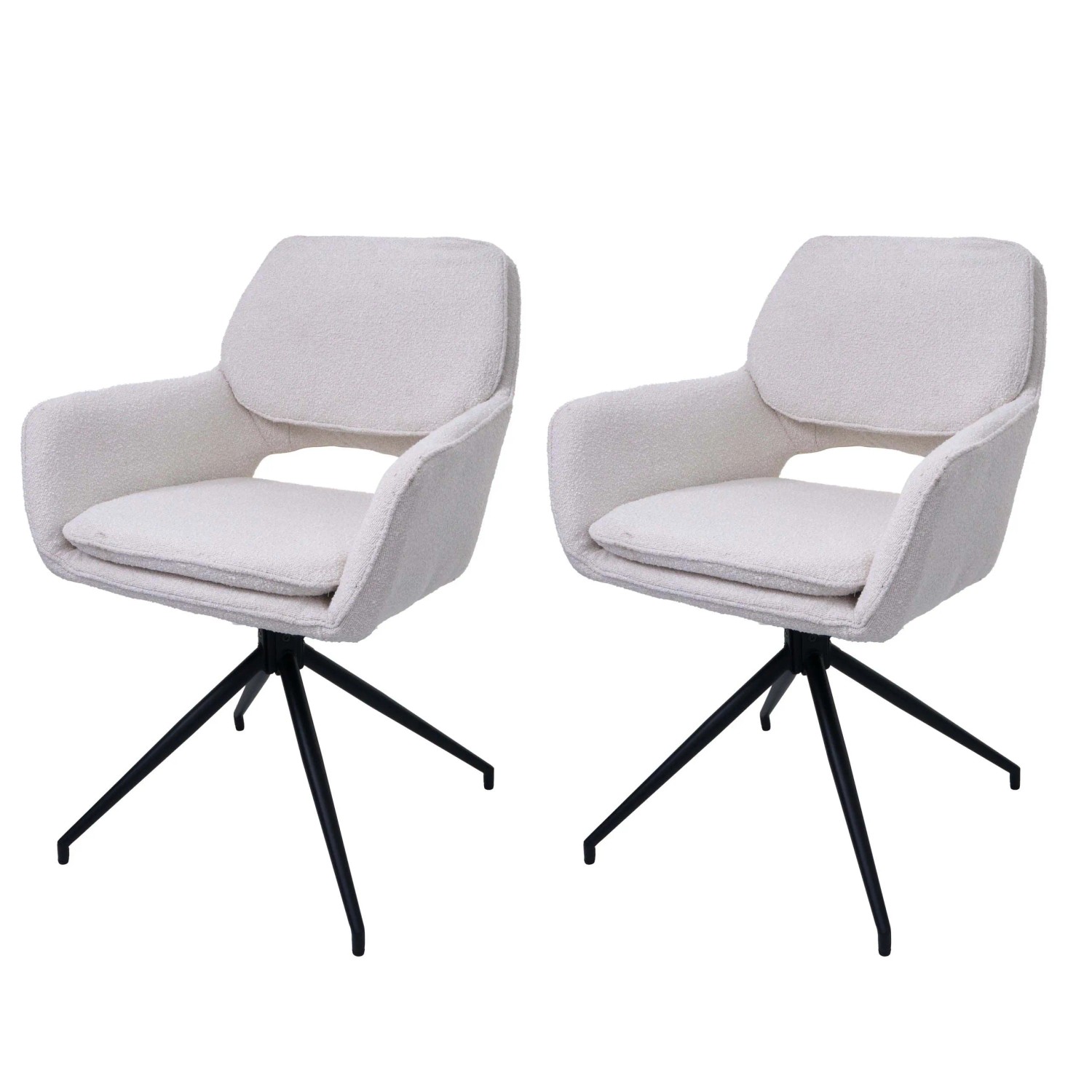MCW Esszimmerstuhl N74 2er-Set Stoff Boucle 540g/m² Creme