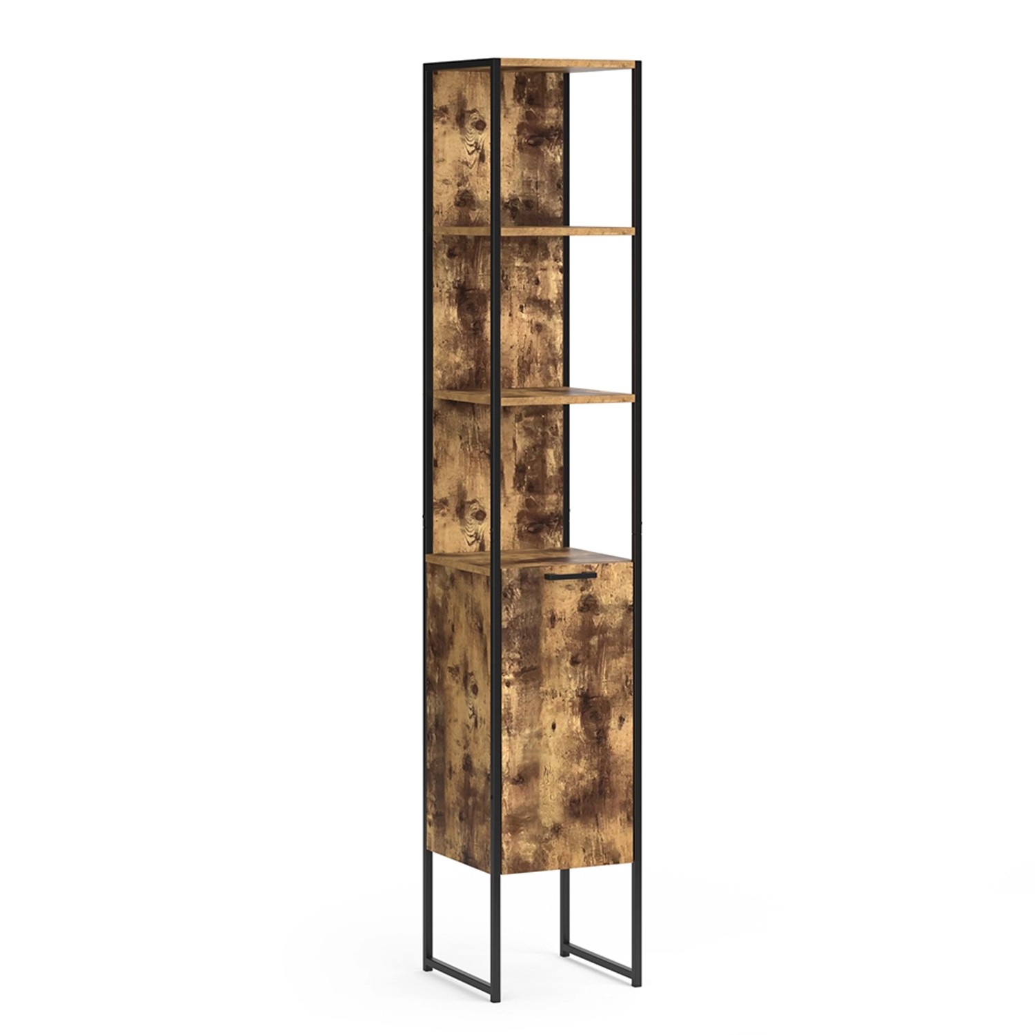 Vicco Badschrank Fyrk Eiche Rustikal/Schwarz 33 x 185 cm