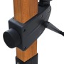 Detailaufnahme: Axi Ampelschirm Cyrus Premium mit Holzoptik und grauer Mechanik.