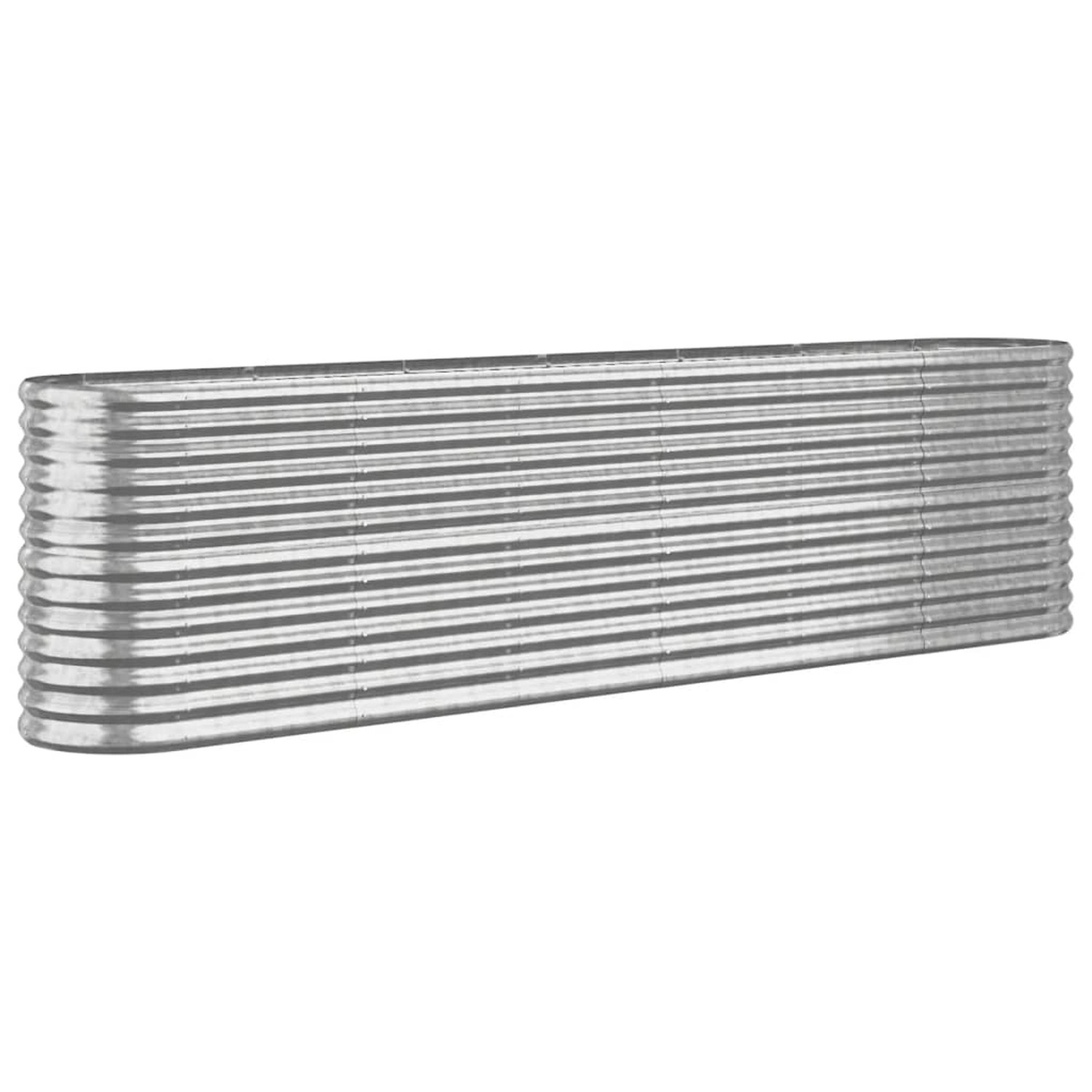 furnicato Hochbeet Pulverbeschichteter Stahl 260x40x68 cm Silbern