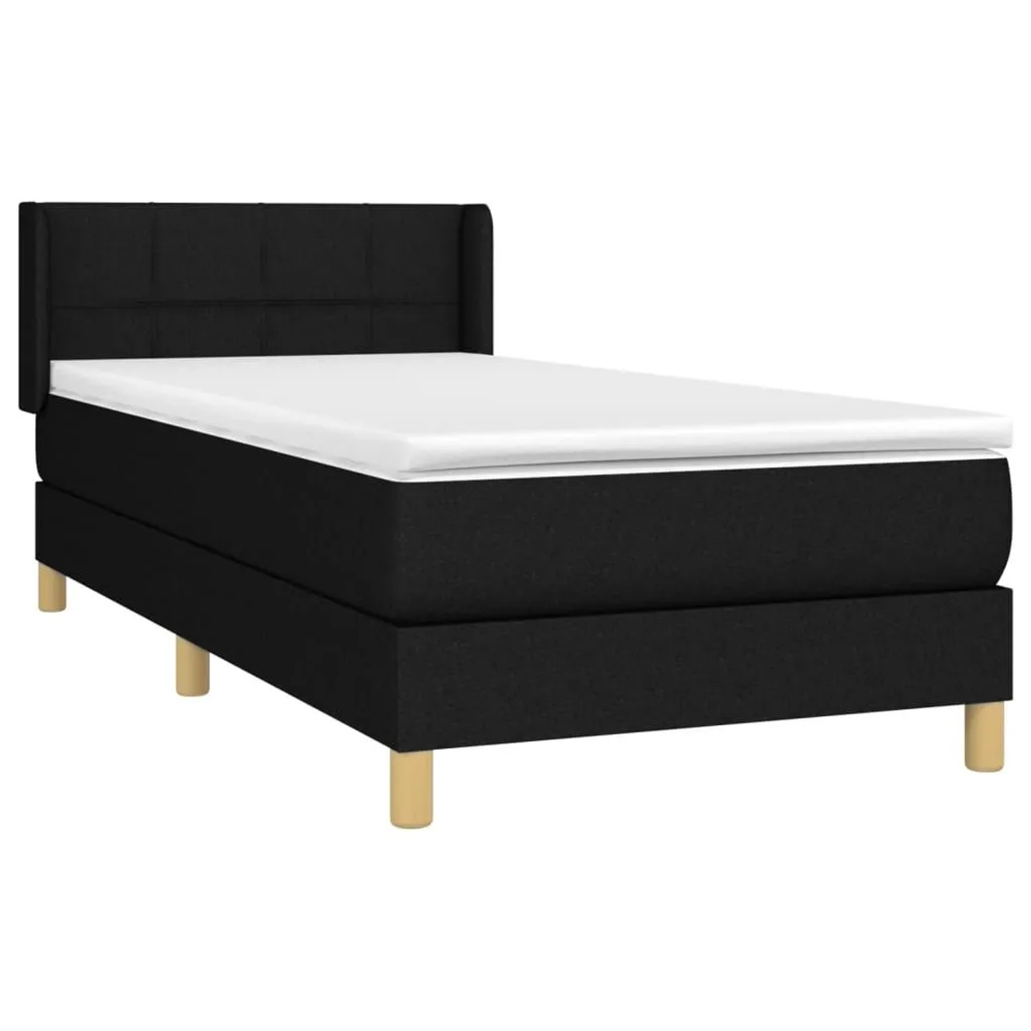 vidaXL Boxspringbett mit Matratze Schwarz 80x200 cm Stoff 3130227