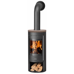 Justus Kaminofen Mino 2.0, Stahl schwarz, Abdeckplatte Grappa, 5 kW, EEK A+.
