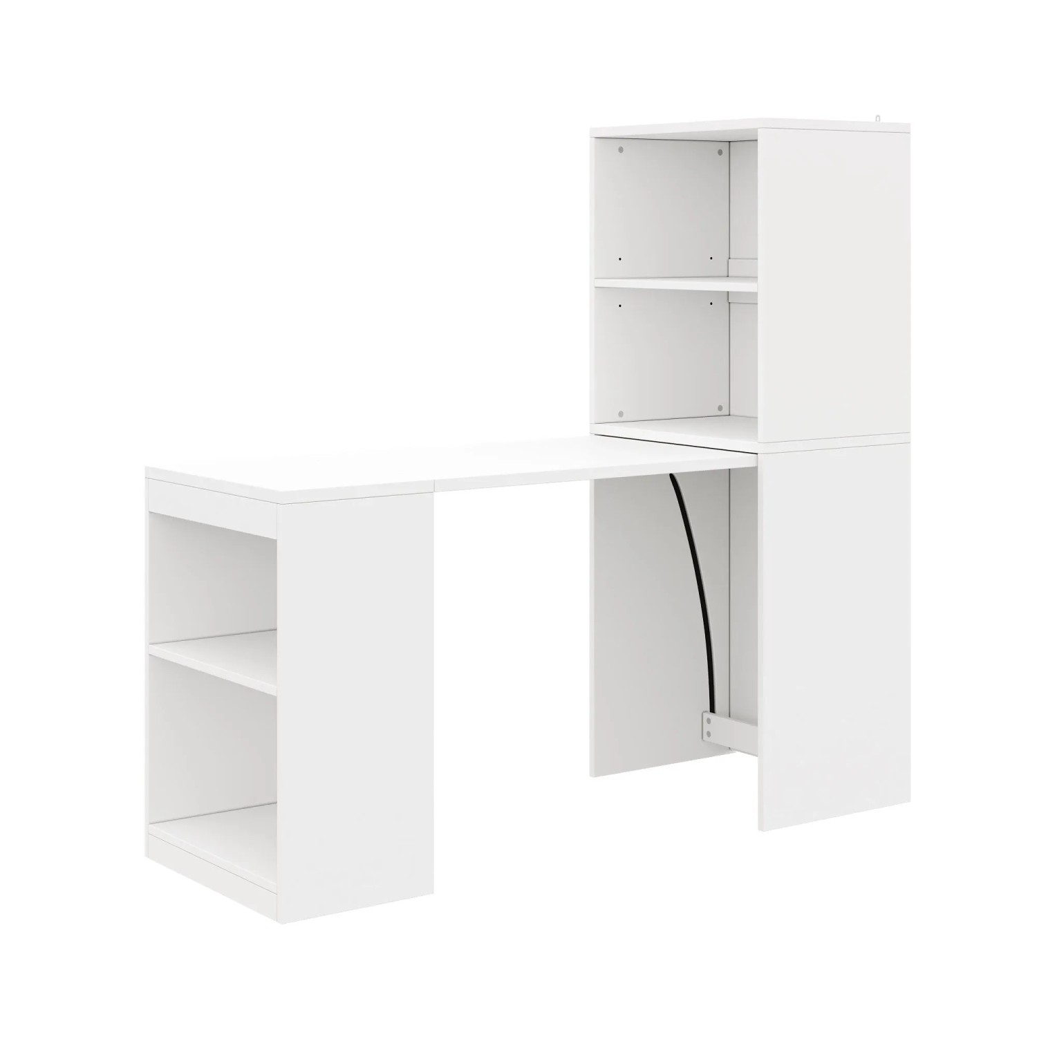 okwish Klapptisch Multifunktion Schreibtisch Schrank 4 Fächer Staufächer 130x51x137cm Weiß