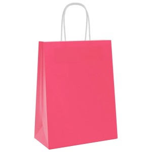 vidaXL Papiertragetaschen 50 Stk mit Henkeln Rosa 21x11x28 cm 4101657