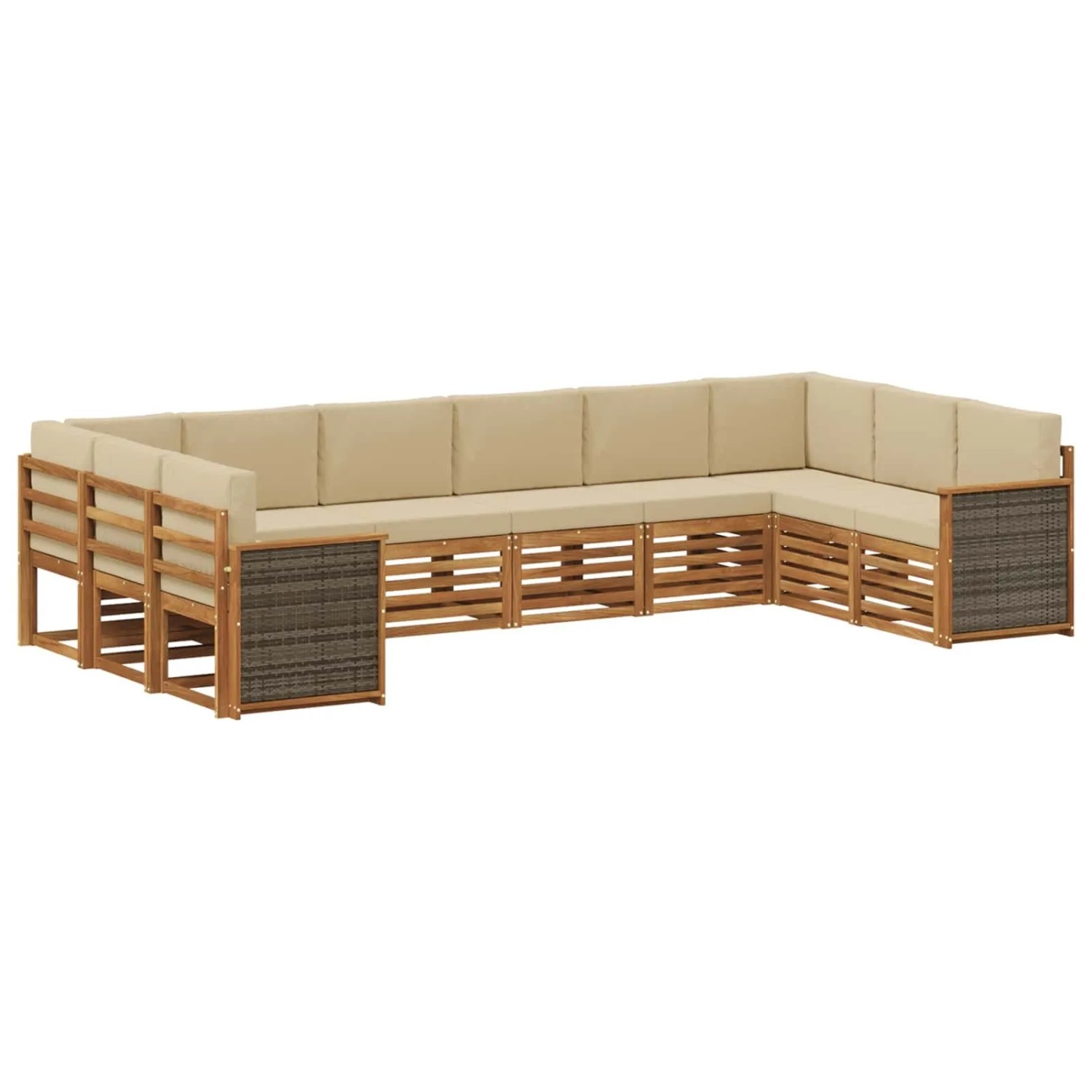 vidaXL Ecksofa Set 7 Stk Natur Massives Akazienholz und Polyester 3384889