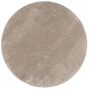 Runder, taupefarbener Snapstyle Hochflor Shaggy Teppich Palace, 200x200cm. Flauschiger Langflor Teppich.