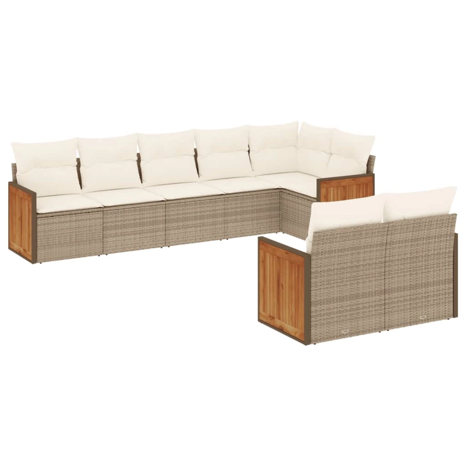 vidaXL 8-Tlg Garten-Sofagarnitur mit Kissen Beige Poly Rattan 3227829 günstig online kaufen