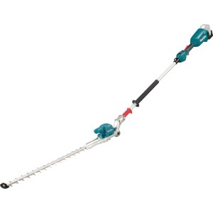 Makita Akku-Heckenschneider DUN500WZ, 18 V, Solo, mit Teleskopstiel und blau-silbernem Gehäuse.