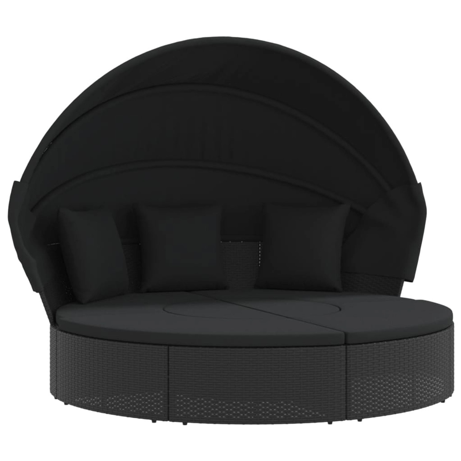 VidaXL Outdoor-Loungebett mit Dach und Kissen Schwarz Poly Rattan 3 günstig online kaufen