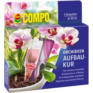 Compo Orchideen-Aufbaukur, 5 Ampullen à 30ml, für kräftige Orchideenblüten und Blätter.