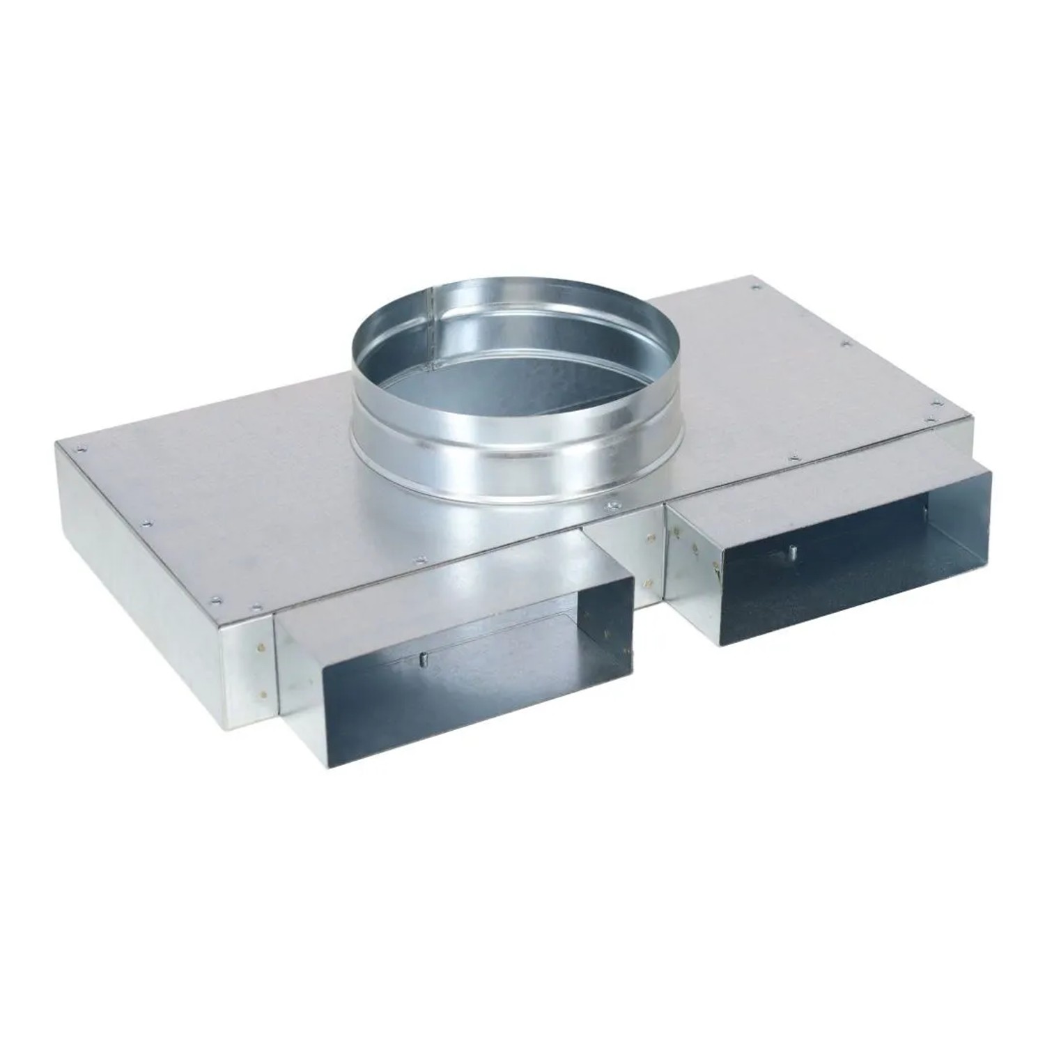 Subtiel Flachkanal Verteiler 150 x 50 mm Zwei Eingänge Ein Ausgang Ø 160 mm