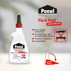 Ponal Fix & Fest Holzleim, 200g Flasche. Transparent trocknender Kleber für Holz und andere Materialien.
