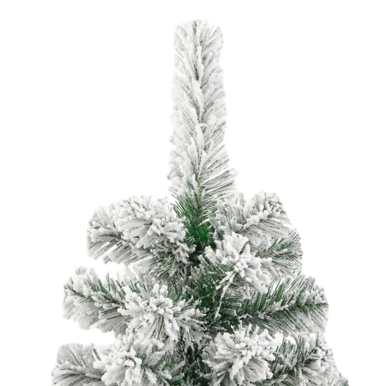 Detailaufnahme: Beschneiter, künstlicher Weihnachtsbaum (210 cm) mit grünen Nadeln.