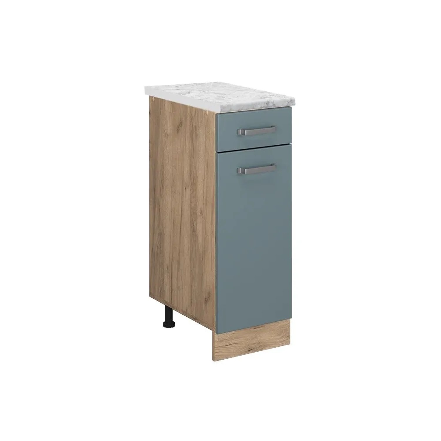 Vicco Küchenschrank R-Line Schubladenschrank für die Küche Blau-Grau 30 cm AP Marmor