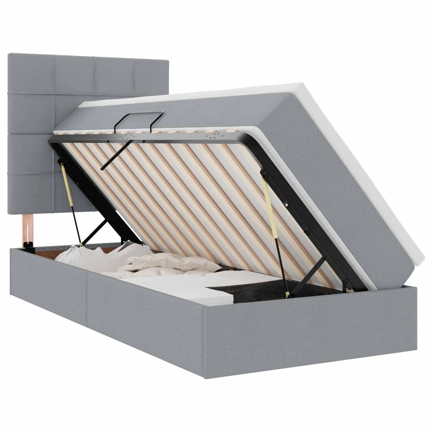 vidaXL Aufbewahrungsbett mit Matratze Hellgrau 90 x 200 cm Polyester 3371754
