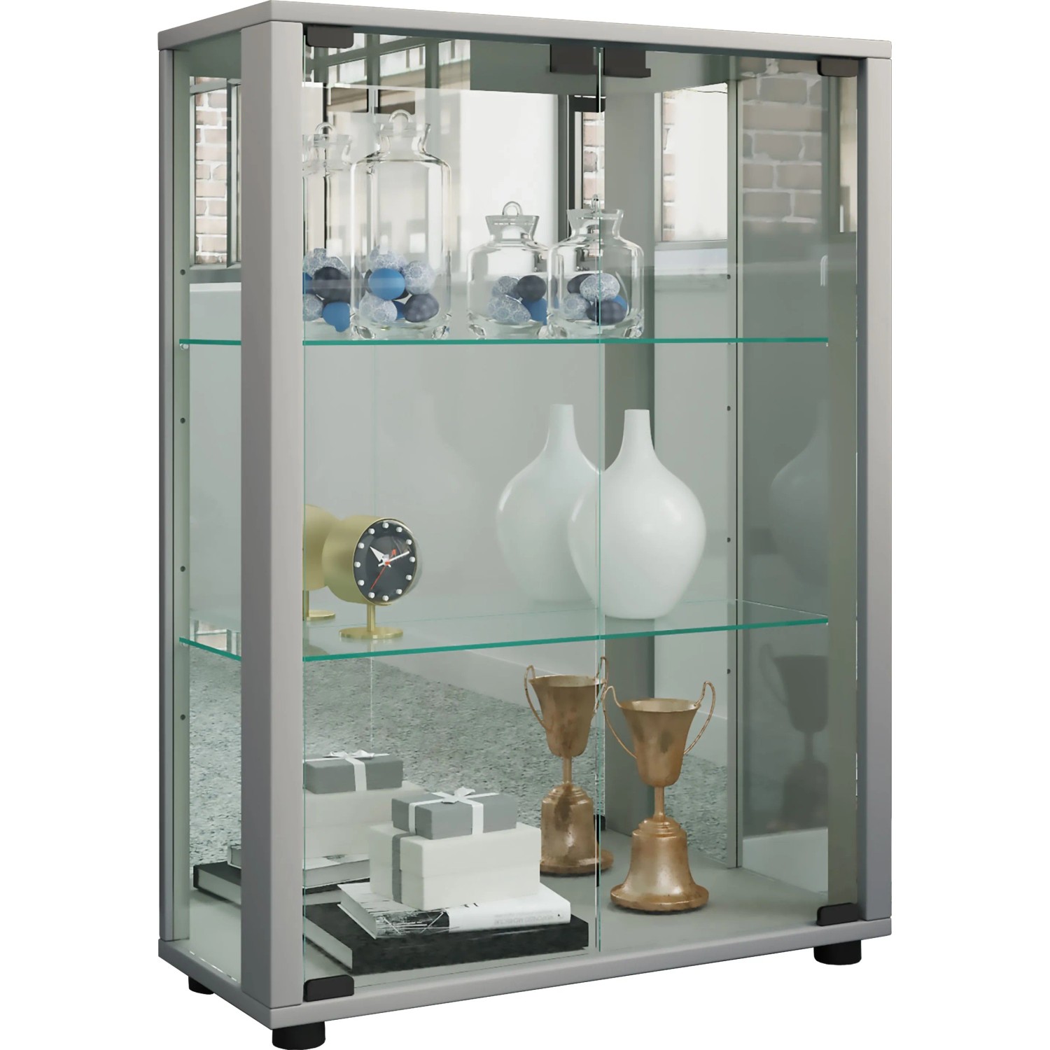 VCM Standvitrine Sintalo Silber