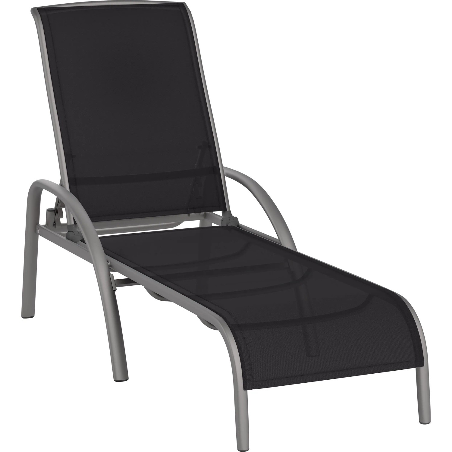 Sonnenliege Welsby Aluminium Textilen Grau Matt Schwarz günstig online kaufen