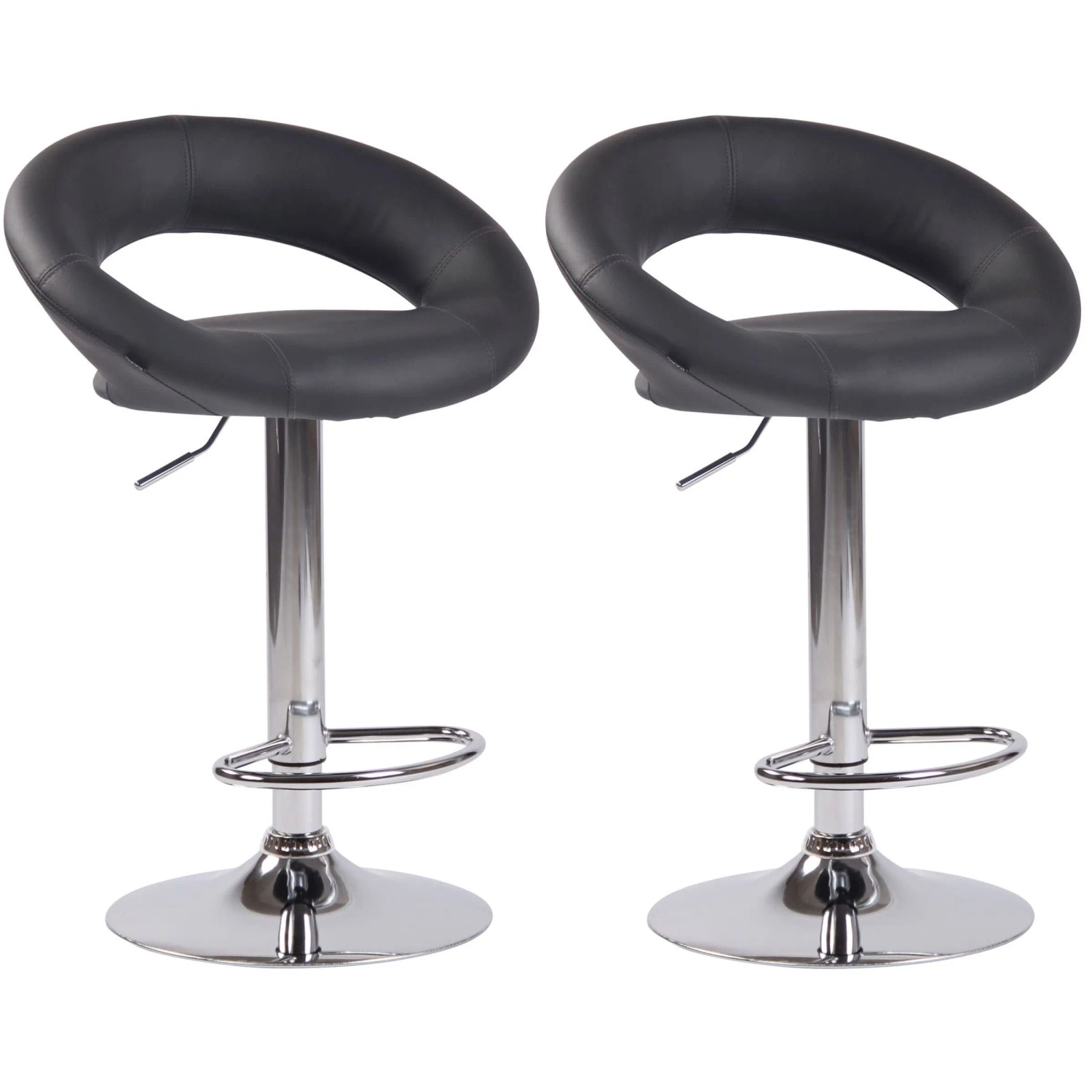 DELUKE 2er Set Barhocker MEKIM Kunstleder Grau 53x47x80cm Silber Barstuhl Höhenverstellbar Mit Lehne Drehbar Tresenhocker Tresenstuhl