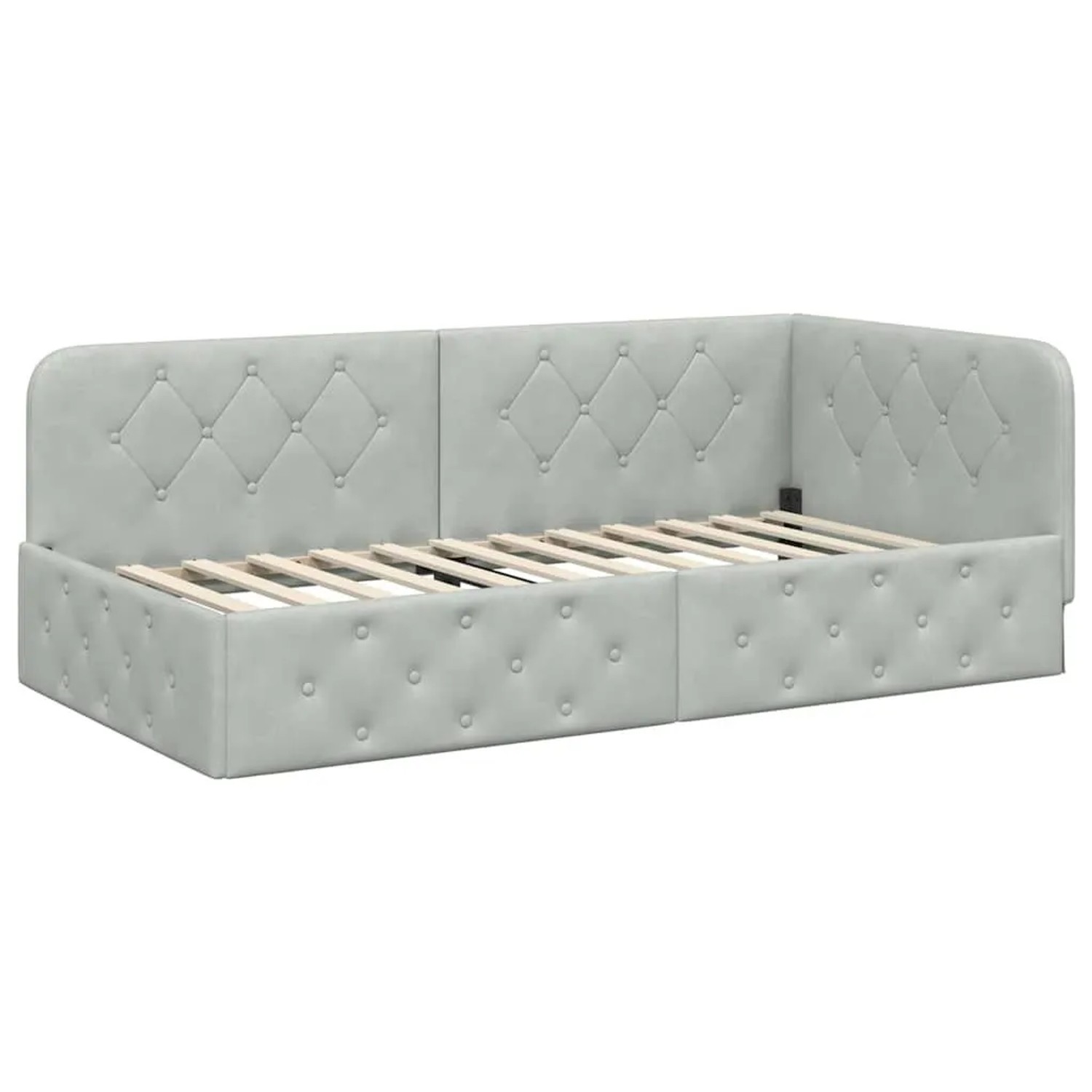 vidaXL Eckbettgestell mit Kopfteil Hellgrau 90 x 200 cm Samt 42016533 günstig online kaufen