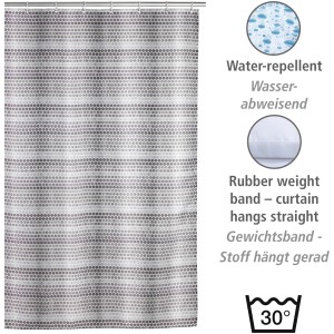 Wenko Duschvorhang Leblon, grau-weißes Punktmuster, 180x200 cm, Polyester, waschbar.