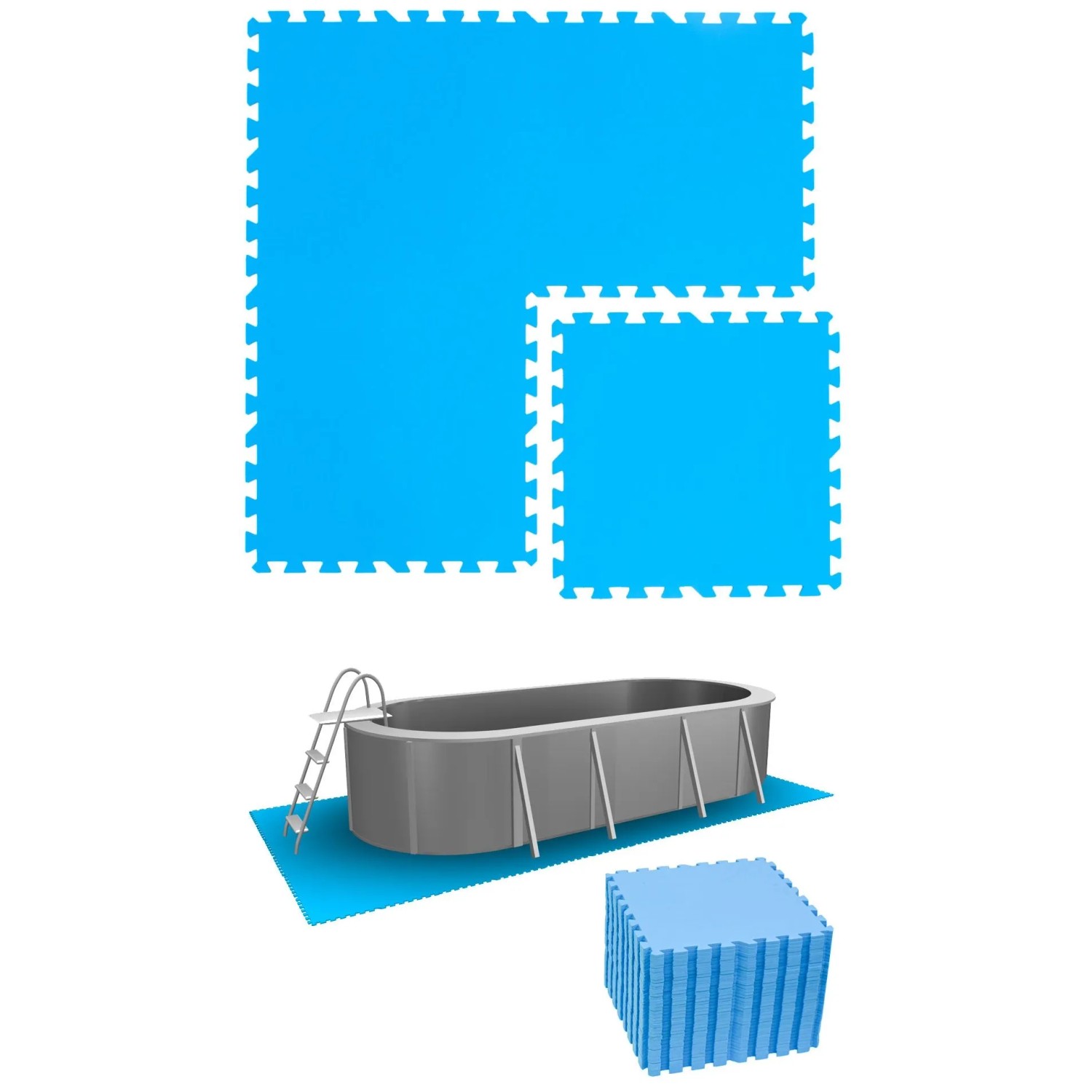 eyepower Poolunterlage 50 x 50 cm 36er Set Blau