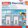 Tesa Klebehaken, Metall-Weiß, 2 Stück mit Powerstrips Small, rechteckig, für bis zu 1 kg.