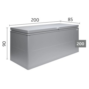 Biohort LoungeBox 200 dunkelgrau-metallic. Rechteckige, regenwasserdichte Universalbox für Sitzkissen. Maße: 200x85x90 cm.