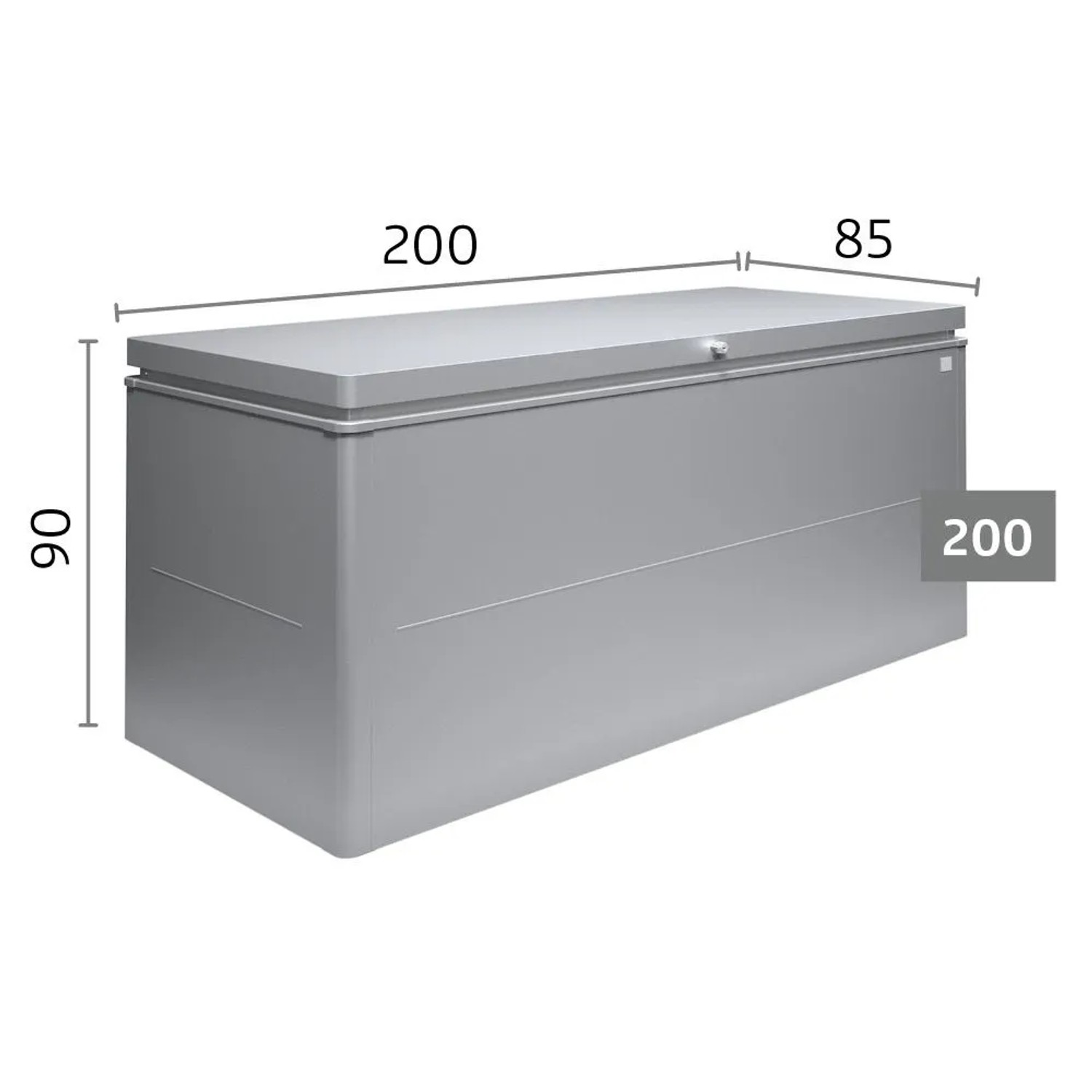 Biohort LoungeBox 200 dunkelgrau-metallic. Rechteckige, regenwasserdichte Universalbox für Sitzkissen. Maße: 200x85x90 cm.