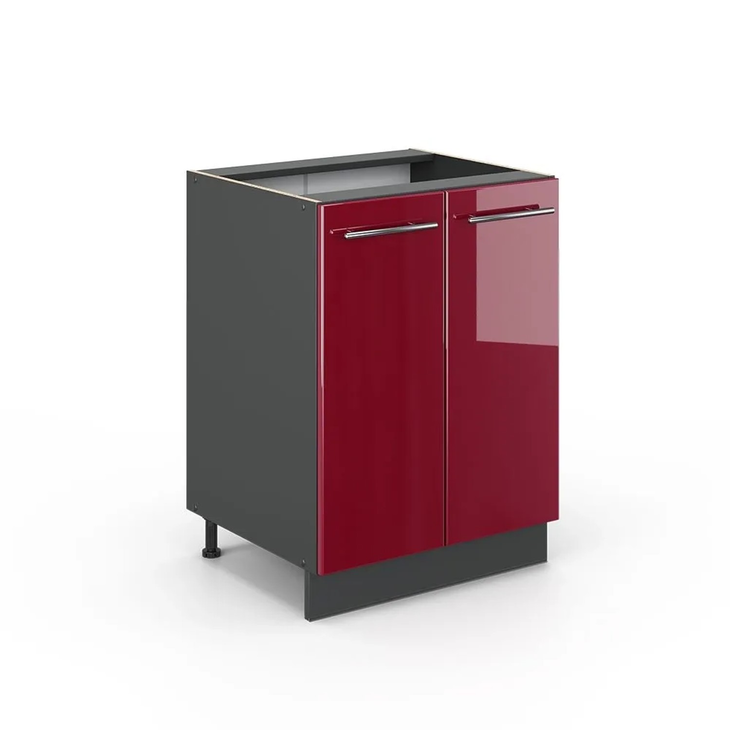 Vicco Küchenunterschrank Fame-Line Bordeaux Hochglanz Anthrazit 60 cm ohne Arbeitsplatte