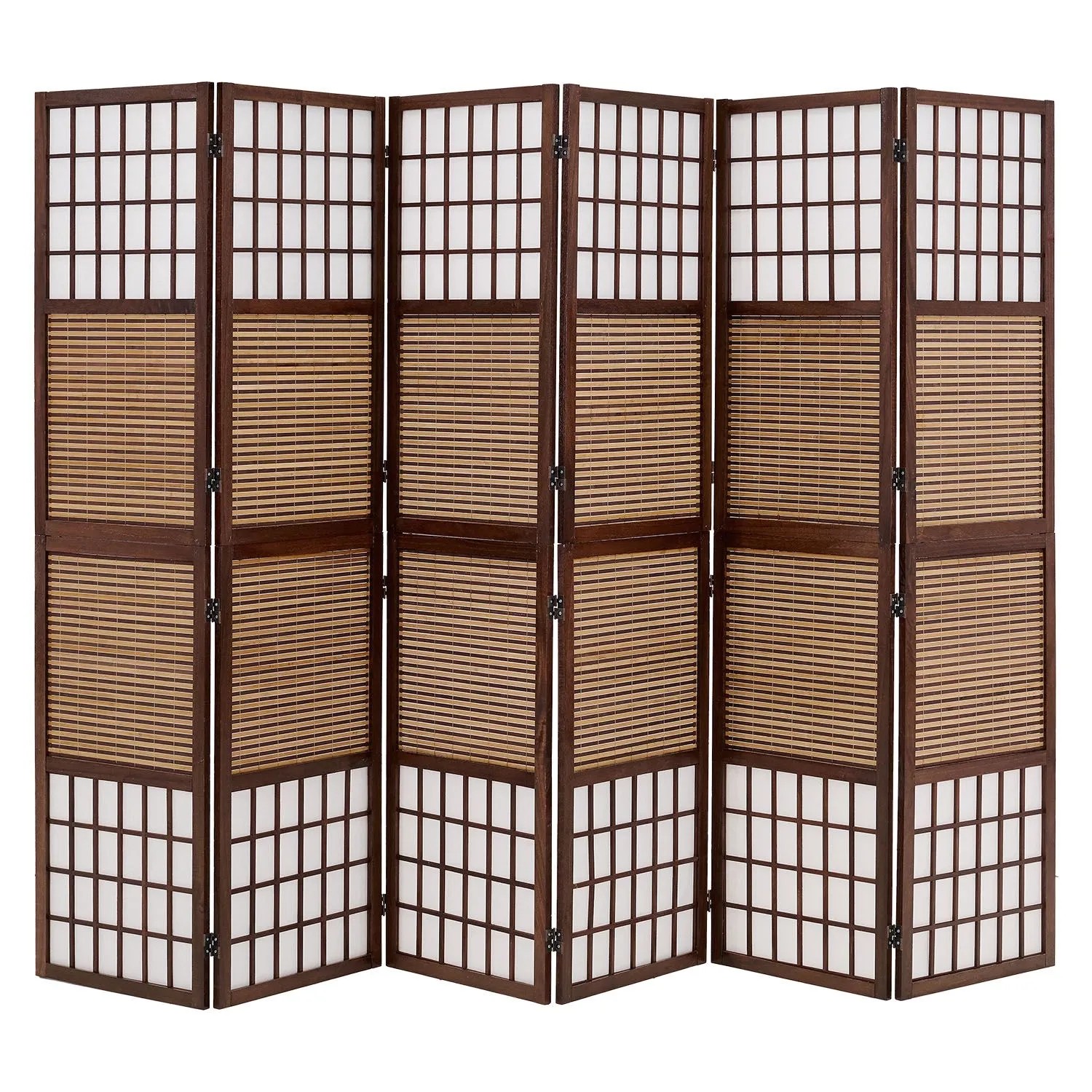 Homestyle4u 6-tlg. Paravent in Braun 264x175 cm 191