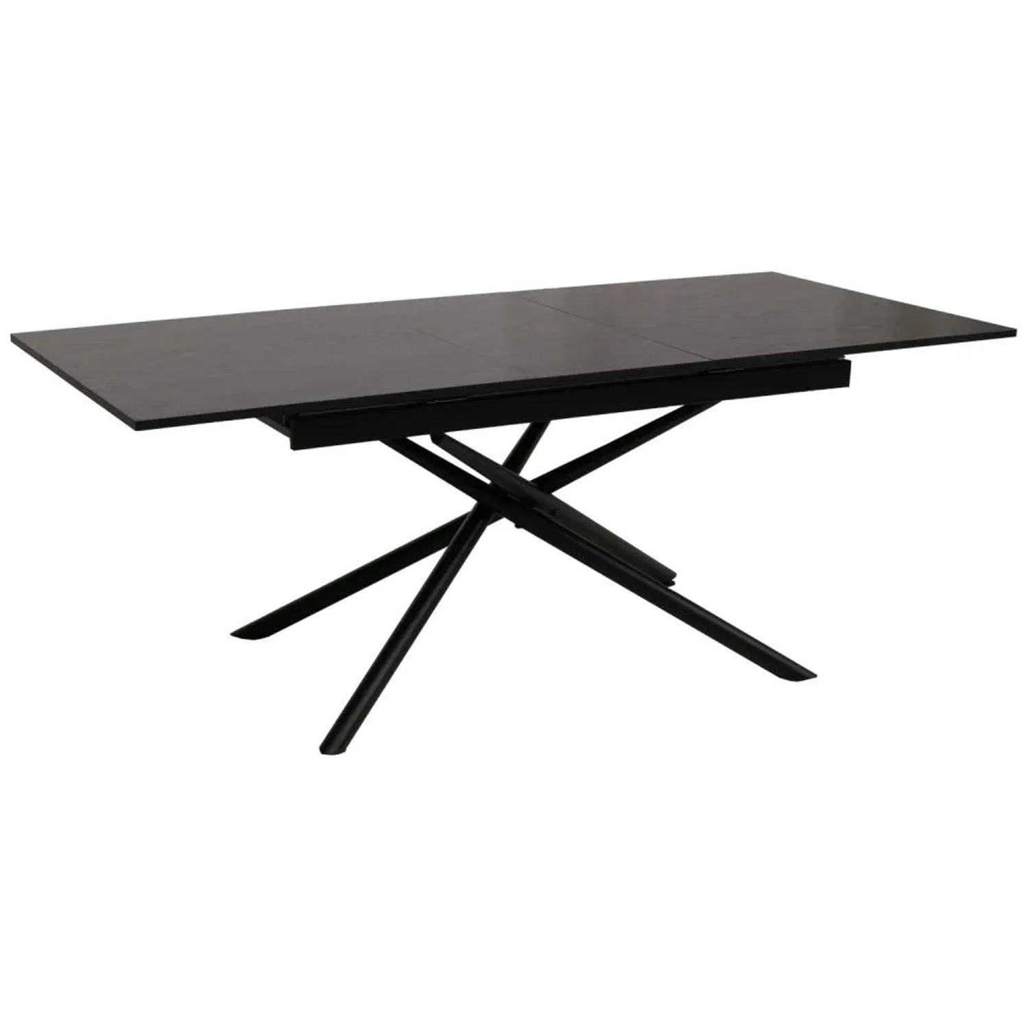 MCW Esszimmertisch O57 Stein-Optik Schwarz 160-200x90cm