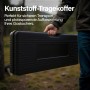 Schwarzer Tragekoffer aus Kunststoff für Evocamp Camping Gaskocher, ideal für Transport und Lagerung.