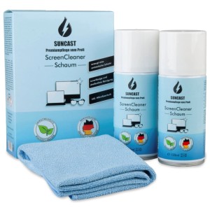SUNCAST Display Reiniger Set 2x150ml - Bildschirmreiniger Schaum inkl. Mikrofasertuch