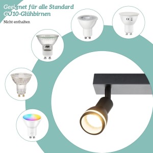 Schwarzer NETTLIFE Deckenstrahler Spot mit GU10 Fassung. Kompatibel mit verschiedenen GU10 Leuchtmitteln für flexible Beleuchtung.