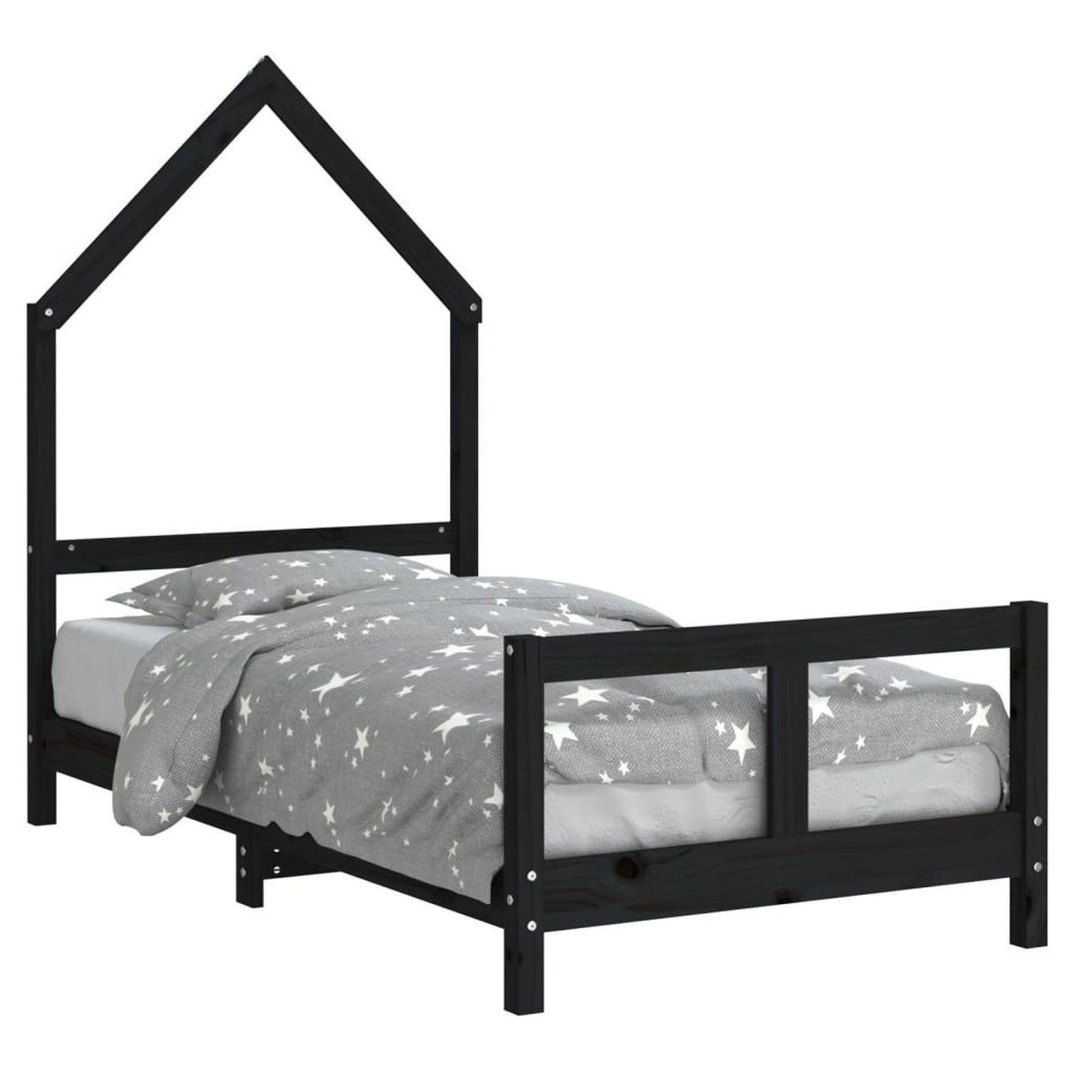 vidaXL Kinderbett Schwarz 80x160 cm Massivholz Kiefer 834560 günstig online kaufen