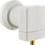 Schwaiger Single LNB, hellgrau, für SAT-Anlagen mit hitzebeständiger Kappe und vergoldeten Anschlüssen.