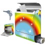 Banjado Edelstahl Briefkasten mit Regenbogen Motiv und Zeitungsfach.