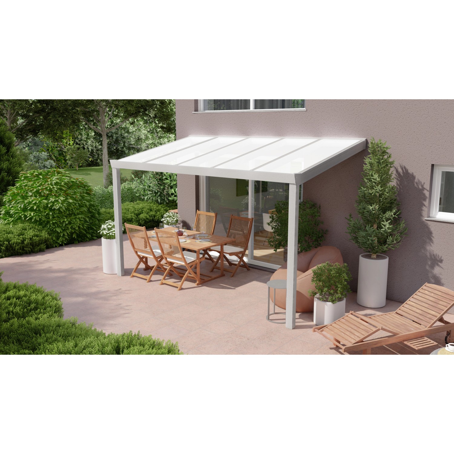 Terrassenüberdachung Professional 400 cm x 250 cm Grau Struktur PC Opal günstig online kaufen