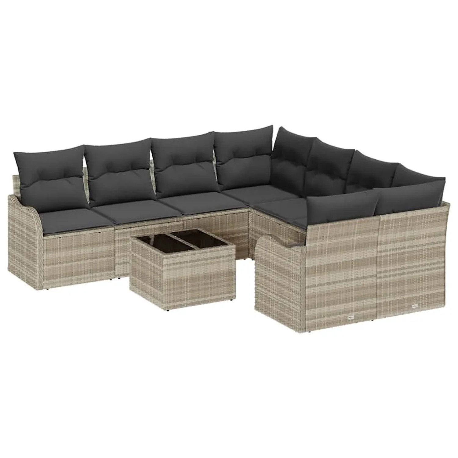 vidaXL Gartensofa-set mit Kissen 9-Tlg Hellgrau und Dunkelgrau 3354311