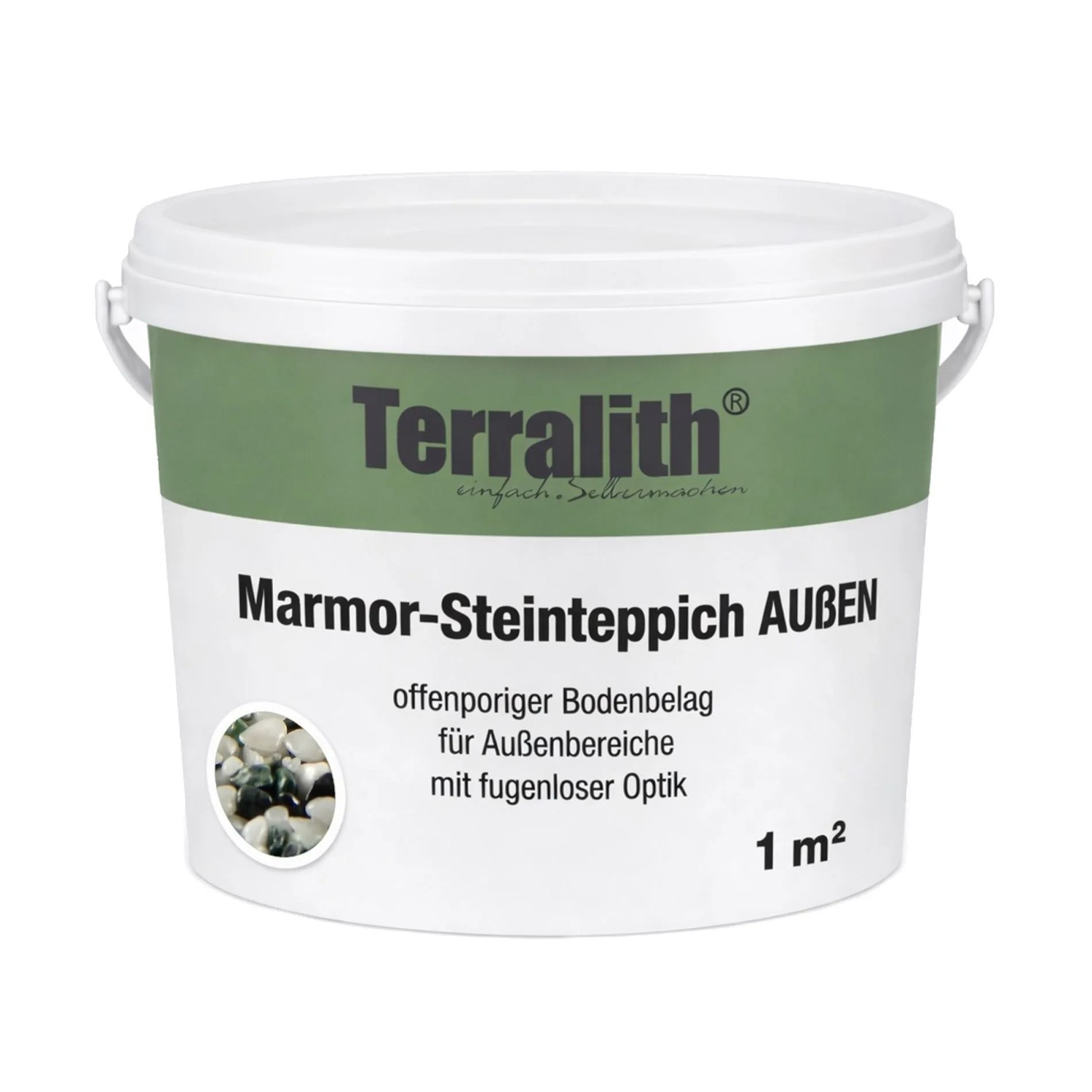 Terralith Marmor Steinteppich Mix Verde Chiaro für 1 m² Außen Fein 2-4 mm