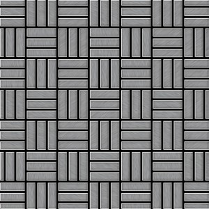 Edelstahl Mosaikfliese Marine Gebürstet Grau im Basketweave Muster.