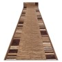 Beiger RugsX Läufer Adagio mit Antirutsch-Funktion, braunen Seitenstreifen und gerolltem Ende. Ideal für Flure.